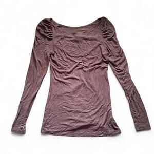 Y2k earth toned fairy boho brown ruched long sleeve Bisou Bisou wmns size M
